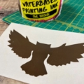 owl brown waterbased ink with swatch print close up