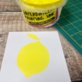 lemon yellow waterbased ink with swatch close up