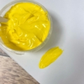 Quacking Yellow Waterbased Ink, lid open with colour swatch