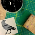 Raven black waterbased ink print swatch flat lay