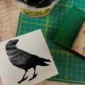 Raven black waterbased ink print swatch with squeegee